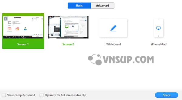 select screen share 1 Hướng dẫn cách chia sẻ màn hình phần mềm zoom trên Windows và Mac
