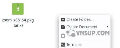 xfce right click terminal Hướng dẫn cài đặt phần mềm zoom trên Linux