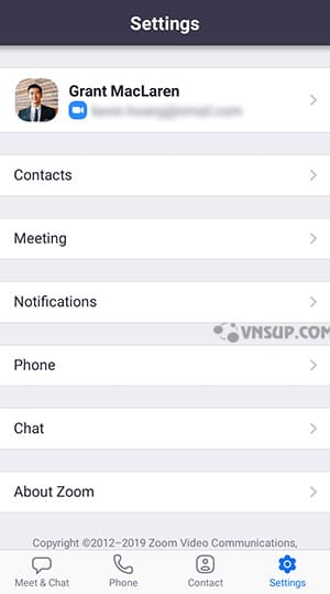 contact settings 1 Sử dụng xác thực vân tay Android - Cho phép đăng nhập vào zoom nhanh chóng