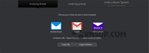 invite options 1 Zoom Web Client