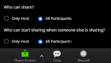 screen sharing options 1 Zoom Web Client