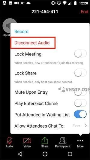 Hướng dẫn tham gia cuộc họp qua điện thoại 112 disconnect audio 2 Hướng dẫn tham gia cuộc họp qua điện thoại