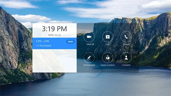 home screen with scheduled meeting 1 Hướng dẫn bắt đầu và tham gia cuộc họp bằng cách sử dụng Zoom Rooms for Touch