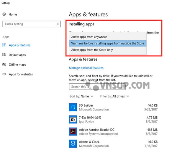 installing apps menu 8 Cài đặt Zoom trên Windows 10 Creators Update năm 2024