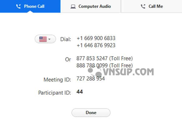 join audio phone call tab 2 Hướng dẫn tham gia cuộc họp qua điện thoại