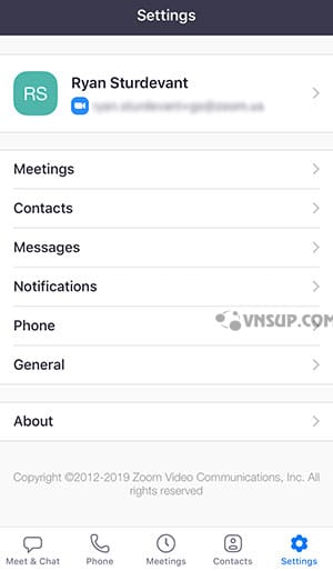 settings 2 Hướng dẫn cách sử dụng Zoom Cloud Meetings trên iOS năm 2024