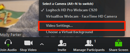 video settings option Hướng dẫn kiểm tra video trước khi thực hiện cuộc họp zoom