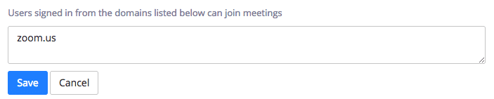 Add Domain Hạn chế quyền truy cập để tham gia một cuộc họp