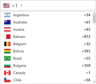 country list Hướng dẫn sử dụng cuộc gọi điện thoại