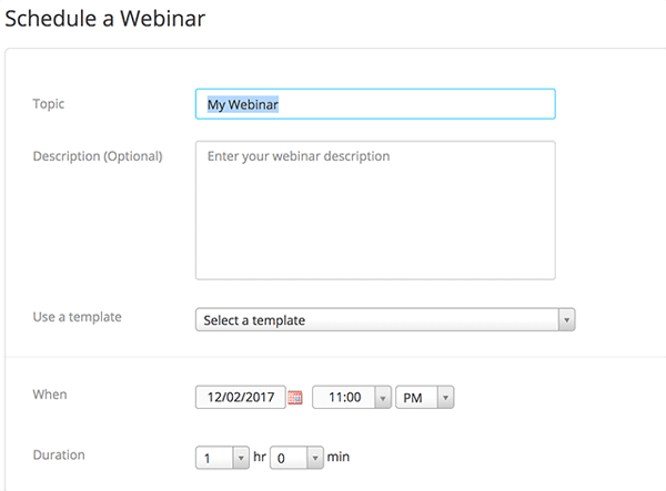 schedule webinar settings 2 Lên lịch hội thảo trên web mà không cần đăng ký