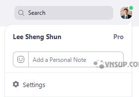 settings button under profile pic 1 Feedback to Zoom