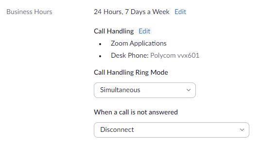 business hours options Thay đổi cài đặt Zoom Phone