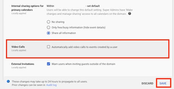 google admin video calls34 Thiết lập phòng zoom với lịch Google