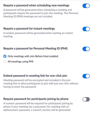 h12 2 Meeting and Webinar Passwords