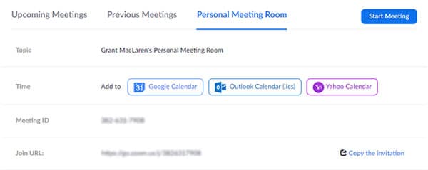 personal meeting room tab 9 Meeting and Webinar Passwords