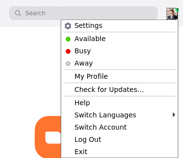 settings button under profile pic 1 Hướng dẫn thay đổi cài đặt trong Desktop Client hoặc Mobile App