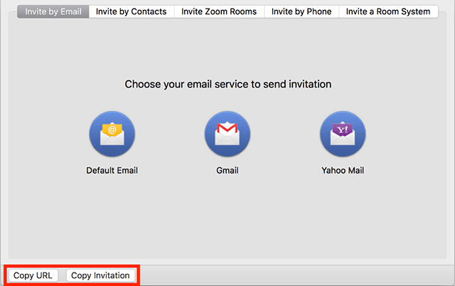 copy url or invitation button 1 Làm thế nào để tôi có thể mời người khác tham gia một cuộc họp?