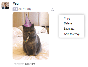 gif options menu Gửi ảnh qua GIPHY năm 2024