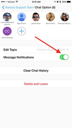 group chat message notifications toggle Cách vô hiệu hóa thông báo từ trò chuyện nhóm (di động)