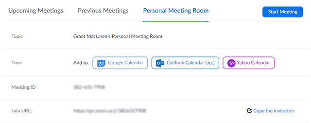 personal meeting room tab ID cuộc họp cá nhân (PMI) và liên kết cá nhân là gì?