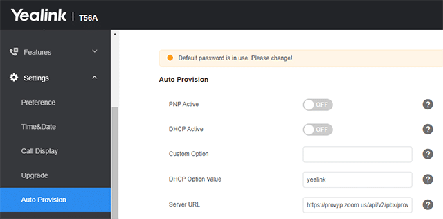 settings tab auto provision Hướng dẫn cung cấp hỗ trợ của Yealink