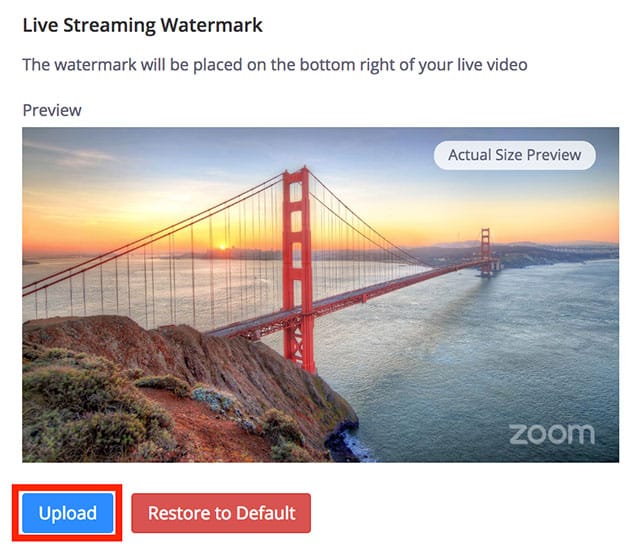 upload live streaming watermark button1 Tùy chỉnh phát trực tiếp Watermark