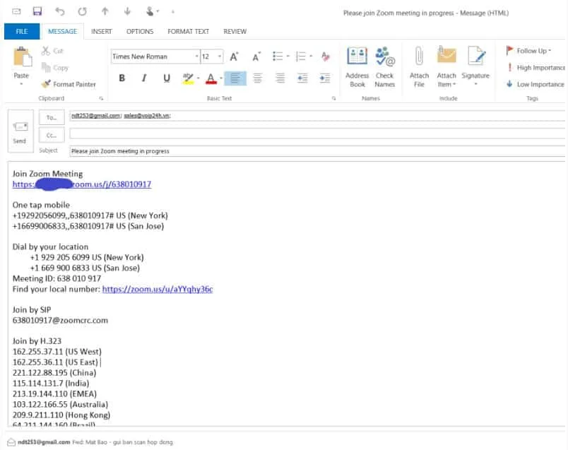 nhấn vào mail để tham gia