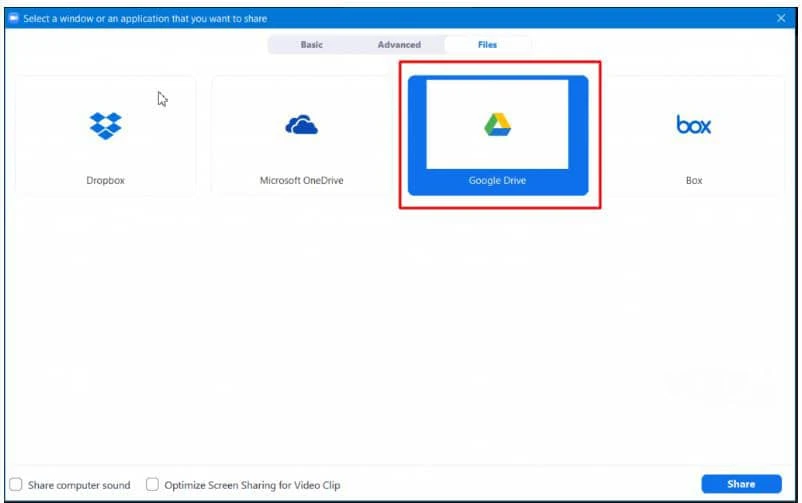 Chọn Google Drive để chia sẻ