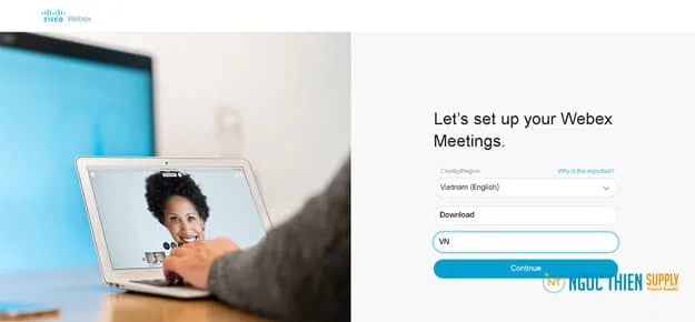 Lựa chọn Quốc gia, ngôn giữ và điền vào họ tên ở các ô trống sau đó nhấn Continue.