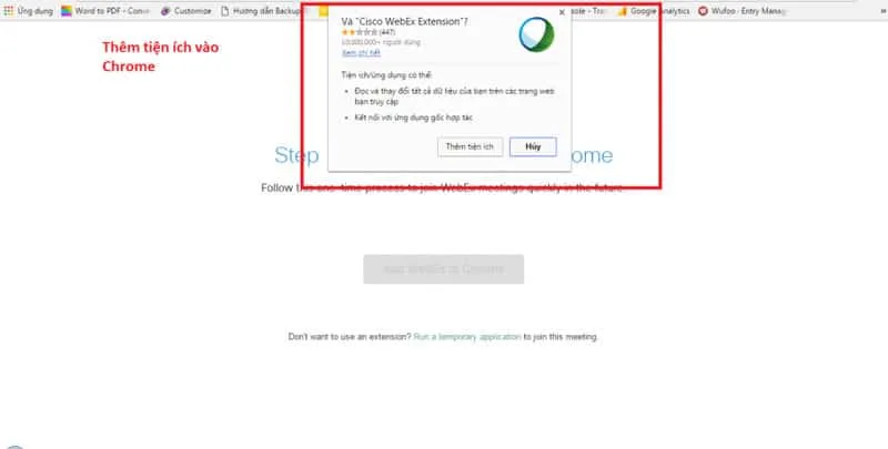 Thêm tiện ích Cisco WebEx Extension để tham gia cuộc họp