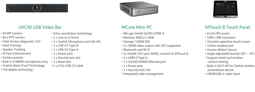 Thông số kỹ thuật Yealink MVC400
