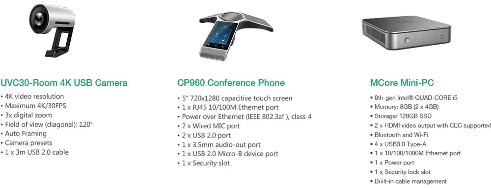 Gói và thông số kỹ thuật của ZVC300 Zoom Rooms Kit