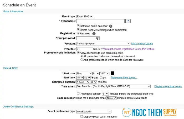 hướng dẫn sử dụng webex event