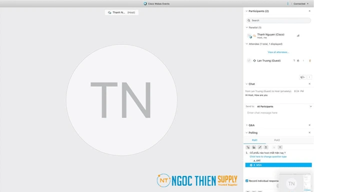 Panelist có thể thực hiện khảo sát nhanh bằng câu hỏi Pall Question