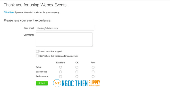 Sau khi kết thúc event, người tham gia có thể nhận được survey về event