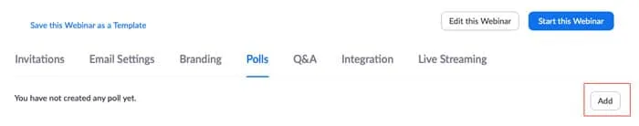 Tạo ra Polls để bỏ phiếu với nội dung được lên sẵn trên zoom webinar