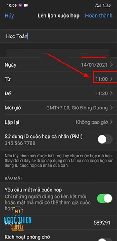 Cách lên lịch buổi học online bằng điện thoại