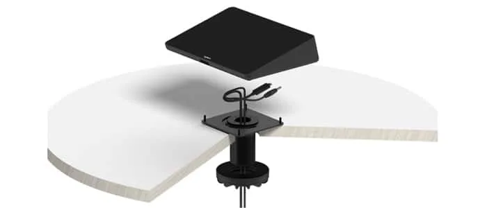 Hỗ trợ định tuyến cáp qua lỗ grommet, kết nổi ẩn tạo không gian sạch sẽ cho bàn họp.