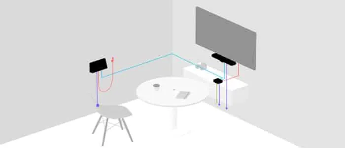 Logitech Tap Wall Mount tương thích với các lỗ kết nối phía sau và phía dưới của Logitech Tap