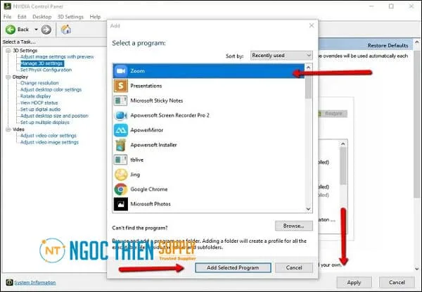 Nhấn tiếp Add Selected Program và nhấn Apply. Sau đó khởi động lại Zoom để sửa lỗi.
