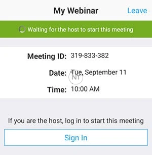 Đợi chủ phòng (host) bắt đầu cuộc họp/hội thảo trên Webinar