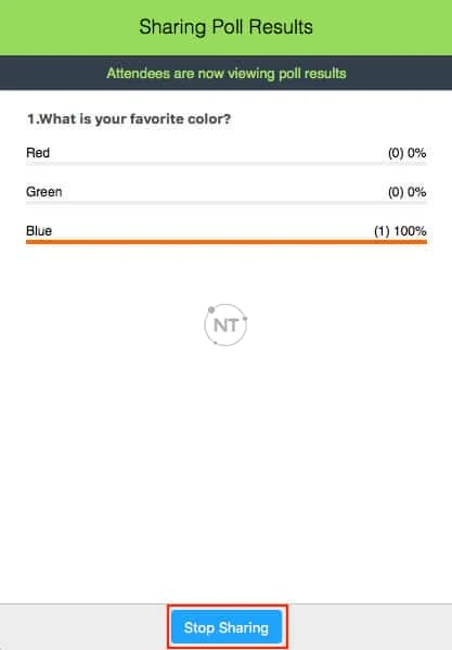 u bạn muốn chia sẻ kết quả với những người tham gia cuộc họp, hãy nhấp vào Share Results