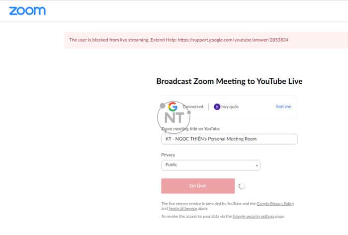 Hướng dẫn sửa lỗi "The user is blocked from live streaming"
