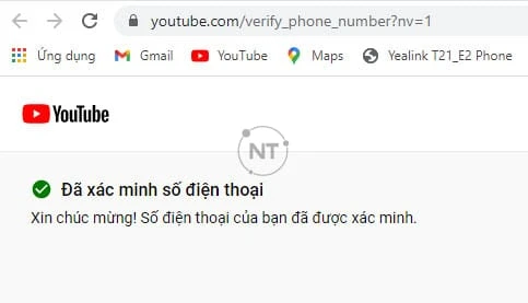 Thông báo đã xác minh thành công