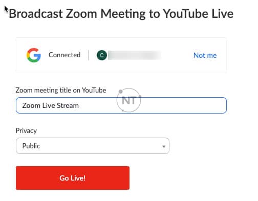 Zoom meeting/webinar title on YouTube 