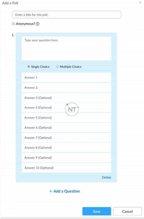 Tính năng câu hỏi bỏ phiếu Polling trên webinar