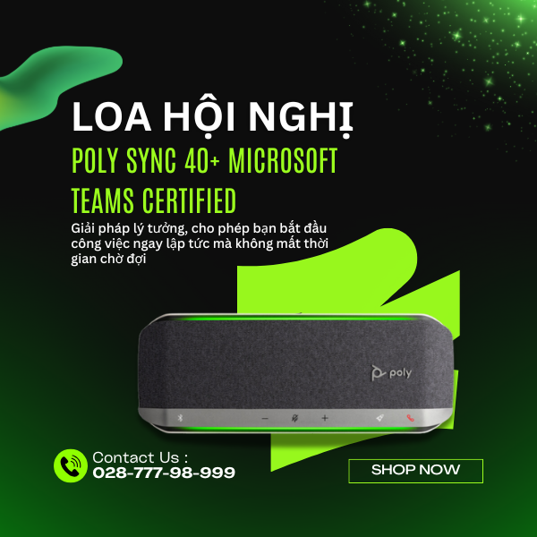 loa hội nghị với âm thanh chuyên nghiệp poly sync 40+ microsoft teams certified usb-a usb-c + bt700