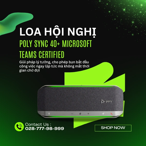 loa hội nghị với âm thanh chuyên nghiệp poly sync 40+ microsoft teams certified usb-a usb-c + bt700