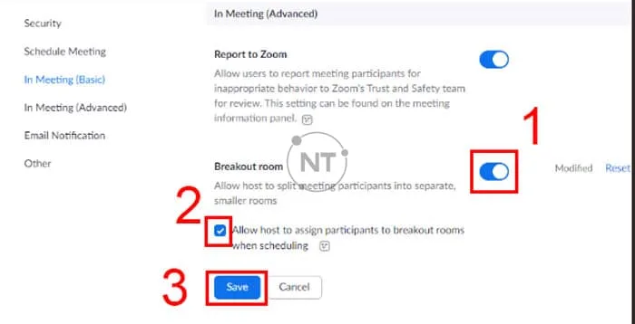 Tiến hành kích hoạt Breakout Rooms trên Zoom