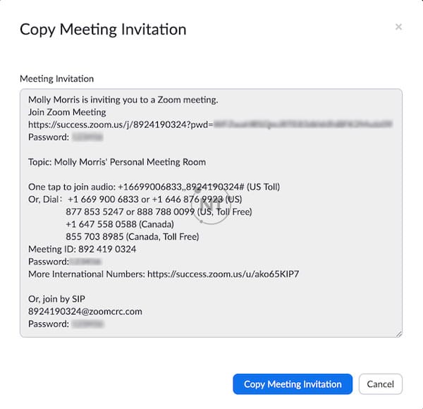 mời người khác tham dự cuộc họp/ lớp học trực tuyến trên Zoom